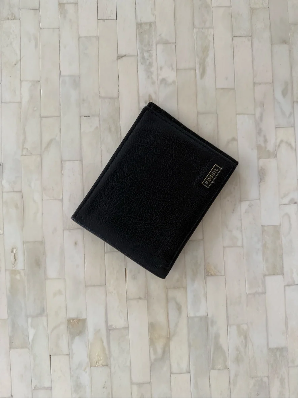 Fossil Black Leather Bifold Card Wallet